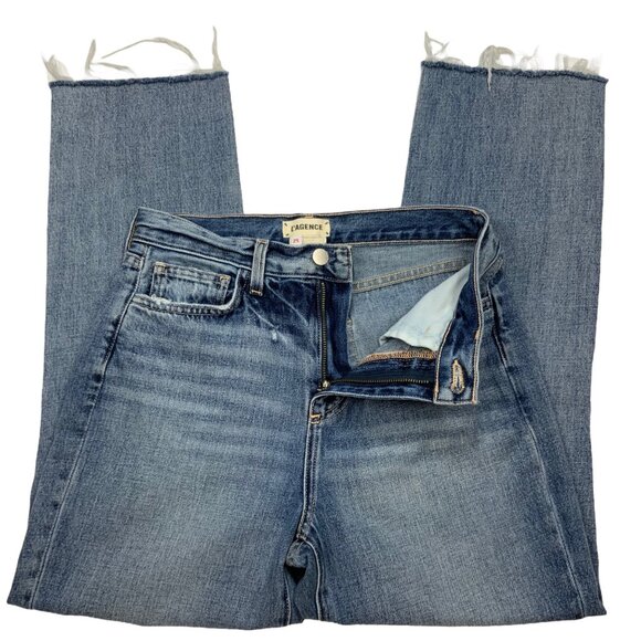 L'AGENCE Adele High Rise Crop Stovepipe Jean 25 Fallbrook Rip Knees - Picture 3 of 12